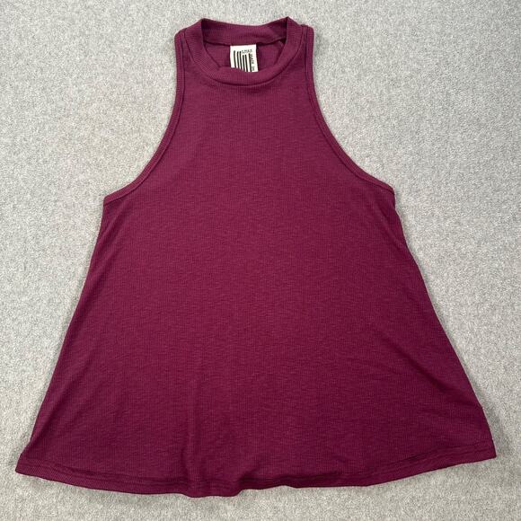 Free People Ribbed High Neck Tank Top Women's X-Small Purple Sleeveless Swing - Picture 1 of 8